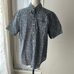 Jachs NewYork Classic Fit Button Down Shirt navy with floral pattern, size L